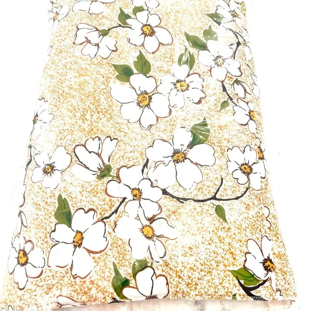 vintage new in package twin size coverlet quilt bed spread tan white floral